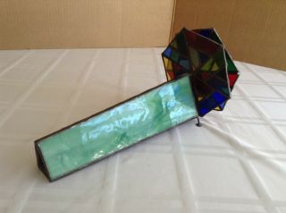 Vintage 11 " Green Stained Glass Kaleidoscope With (2) Color Wheels