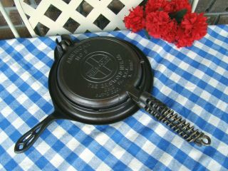 Griswold American No.  8 Slant Logo Cast Iron Waffle Iron And Low Base