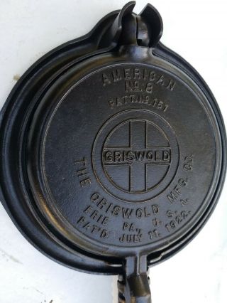 Griswold Cast Iron 8 Waffle Iron Patt.  No.  151 Base 154 Cleaned And Seasoned