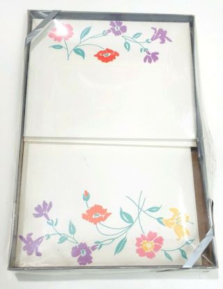 Flowers Red Purple Yellow Pink Vintage Stationery Set With Paper And Envelopes