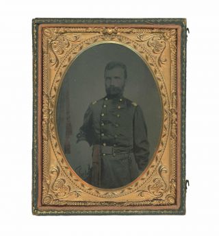 1/4 Plate Civil War Tintype Of Brevet Brig.  Gen.  Datus E.  Coon,  2nd Iowa Cavalry
