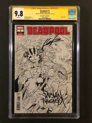 Deadpool 1 Cgc 9.  8 Ss Liefeld,  Nicieza Remastered Variant 1:1000 Black & White