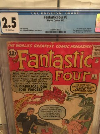 Fantastic Four 6 CGC 2.  5 Off White Pages 3