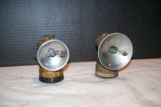 Vintage Set Mining Universal Lamp Co Brass Auto Lite Lantern Old Bumper Grip 2