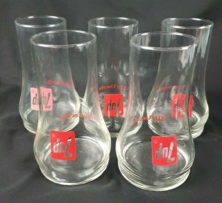 Vintage 7 Up The Uncola Soda Glasses Set Of 5 Upside Down Style