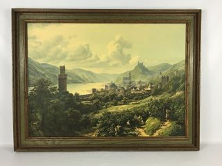 Vintage Mid Century Modern “on The Rhine” Johann H.  Schilbach - Schönburg Castle