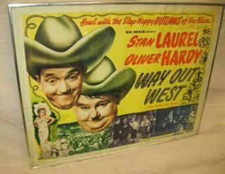 Vintage Movie Poster 1937 Laurel & Hardy Way Out West,  Framed 28 " X 22 "