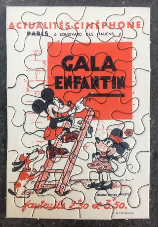 Early 1930’s Mickey Mouse French Puzzle Actualités Cinephone 1932 Advert Poster