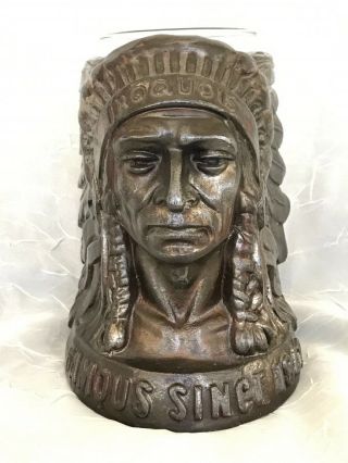 Vintage Iroquois Beer Scraper - Metal Native American Chief With Glass Insert