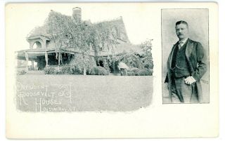 Oyster Bay Li Ny - President Theodore Roosevelt House & Portrait - Postcard