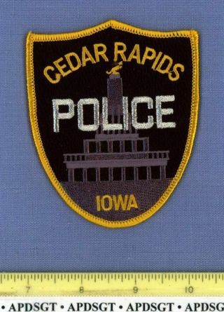 Cedar Rapids Iowa Sheriff Police Patch Silver Mylar Monument Fe Full Embroidery