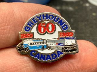 Greyhound Bus Lines Canada 60 Years 1929 - 1989 Vintage Service Pin.