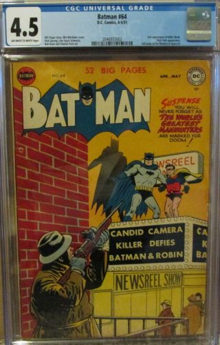 Batman 64,  Cgc 4.  5 1951 Golden Age 2nd App Killer Moth Pg Mystery In Space 1