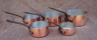 French Chef Professional Cookware 2 mm Thick Hammered Tin Lined Copper 5 Pans 2