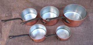French Chef Professional Cookware 2 mm Thick Hammered Tin Lined Copper 5 Pans 3