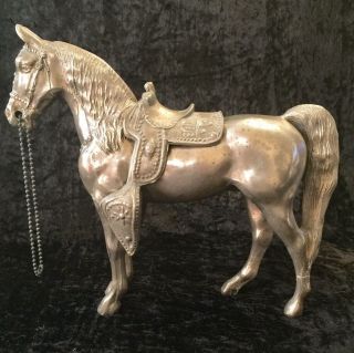 Vintage Silver Metal Horse Western Trophy Carnival Souvenir Equestrian Figurine