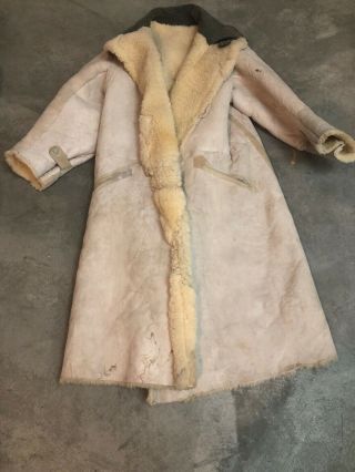 Vintage White Ussr Soviet Army Winter Sheepskin Coat Tulup Bekesha Fur
