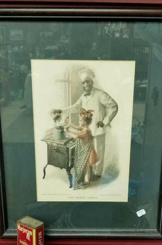 Black Americana 1911 Cream Of Wheat " The Cooking Lesson " Print W/ Wood Frame