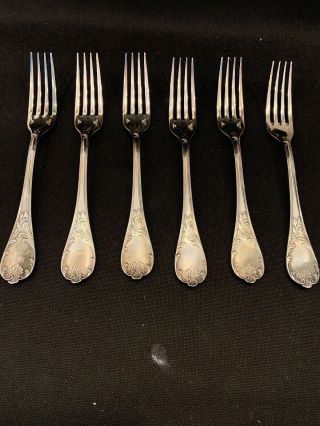 Set Of 6 Christofle " Marly " Silver Plate Dinner Forks 8 ".  20,  5 Cm
