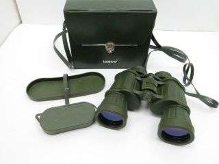 Vtg Tasco 223 Rz Military Binoculars 10 X 50 Wide Angle 367ft @ 1000yds W Case