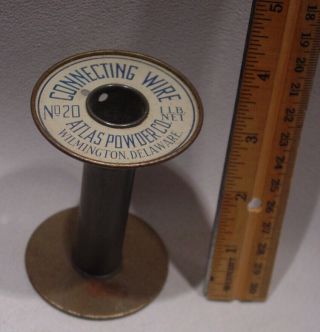 Old Estate Atlas Powder Company Tin Spool For No.  20 Connecting Wire - No Wire