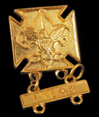 Vintage Eagle 1 Year Be Prepared Gold Tone Boy Scouts Of America Bsa Pin Scouts
