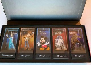 Disney D23 Expo 2019 Figpin Mickey Elsa Black Panther R2 Boxed Jumbo 250 Pin Set
