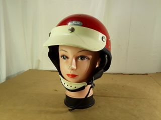 Vintage Buco Guardian Red Helmet With Visor And Chin Strap See Pictures
