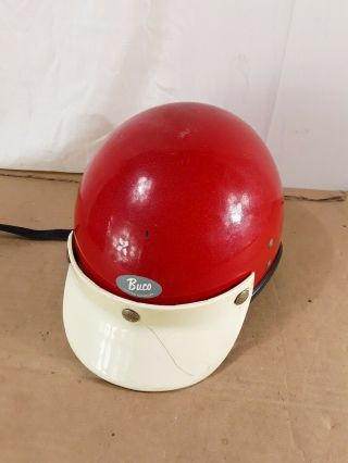 Vintage BUCO Guardian Red Helmet with Visor and Chin Strap See Pictures 2