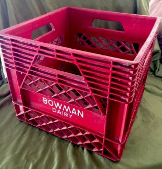 Vintage Red Bowman Dairy Plastic Milk Bottle Box Crate Collector Art Advertising