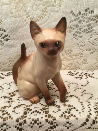 Vintage Enesco,  Cat Figurine,  Kitty Siamese Kitten Japan,  Blue Eyes Feline