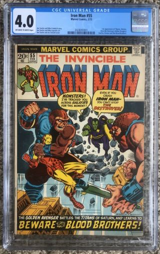 Iron Man 55 Cgc 4.  0 1973 1st Thanos Big Copper Age Key Pgx Cbcs L@@k