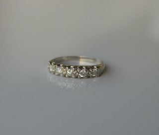 Vintage 14k White Gold Diamond 5 Stone Sebel.  50 Cttw Ring Size 6.  5