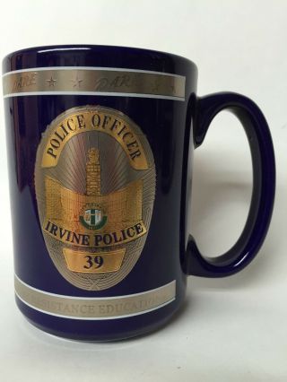 Irvine Police Porcelain Coffee Mug Blue Gold Accents Drug Abuse Resistance