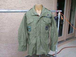 Od M - 65 Field Jacket With Patches,  Small Short,  M - 1965 Coat