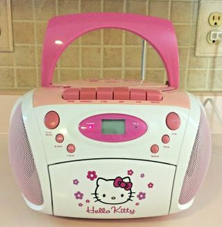 Hello Kitty Compact Disc Player Stereo Radio Tape Recorder Boom Box