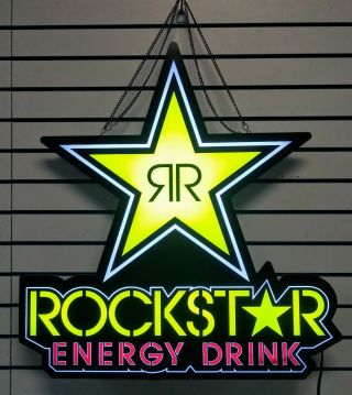 Rockstar Energy Drink Large Led Light Up Hanging Sign