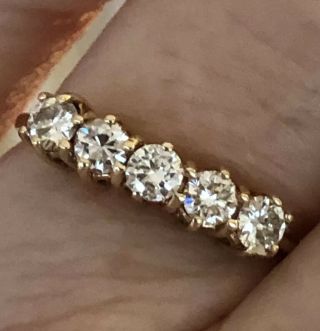 Vintage 14k Yellow Gold.  50 Ct 5 Stone Diamond Ring Band Size 5 Si/ H