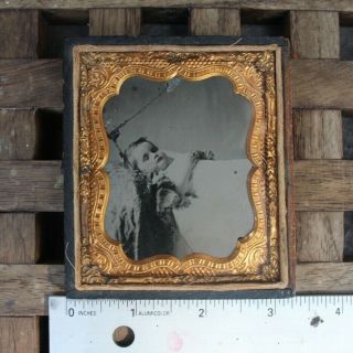 Post mortem ambrotype of young girl with Inscription / 1/6th plate 2