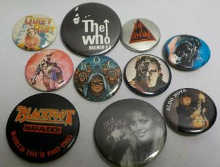10 Music Rock Button Pins Pinbacks The Who Pink Floyd Def Lepard Quiet Riot