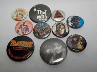 10 MUSIC ROCK BUTTON PINS PINBACKS THE WHO PINK FLOYD DEF LEPARD QUIET RIOT 3