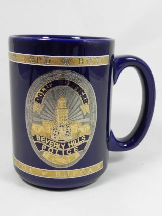 Beverly Hills Police Dept (bhpd) Officer Badge Coffee Mug Blue