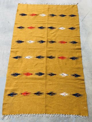 Vintage 1940’s Chimayo Native American Southwestern Wool Blanket Throw 80x46