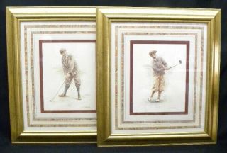 31 " John Richard Design Vintage Golf Prints Vardon And Jones Gold Frames