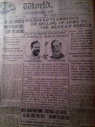 Feb 4,  1914 Newspaper Page 4470 - Mexican Revolution - Sending Arms To Mexico