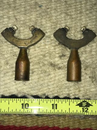 2 Antique Brass Bray Luta Miners Lamp Burners 3/4 Ft Patented Jan 6,  1903