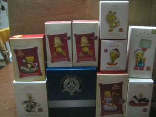 9 Hallmark Christmas Ornaments Tweety Bird & Sylvester & 1 S&p Set All W/ Boxes
