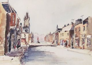 Duncan Bruce - Small Town - Listed Artist Watercolor - C.  1970 - In Us