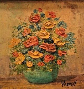 Painting By Artist Yarnell Oil Floral,  Miniature