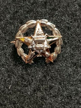 Vtg Order Of Eastern Star 14k Yellow & 18k White Gold Pin Masonic Mason